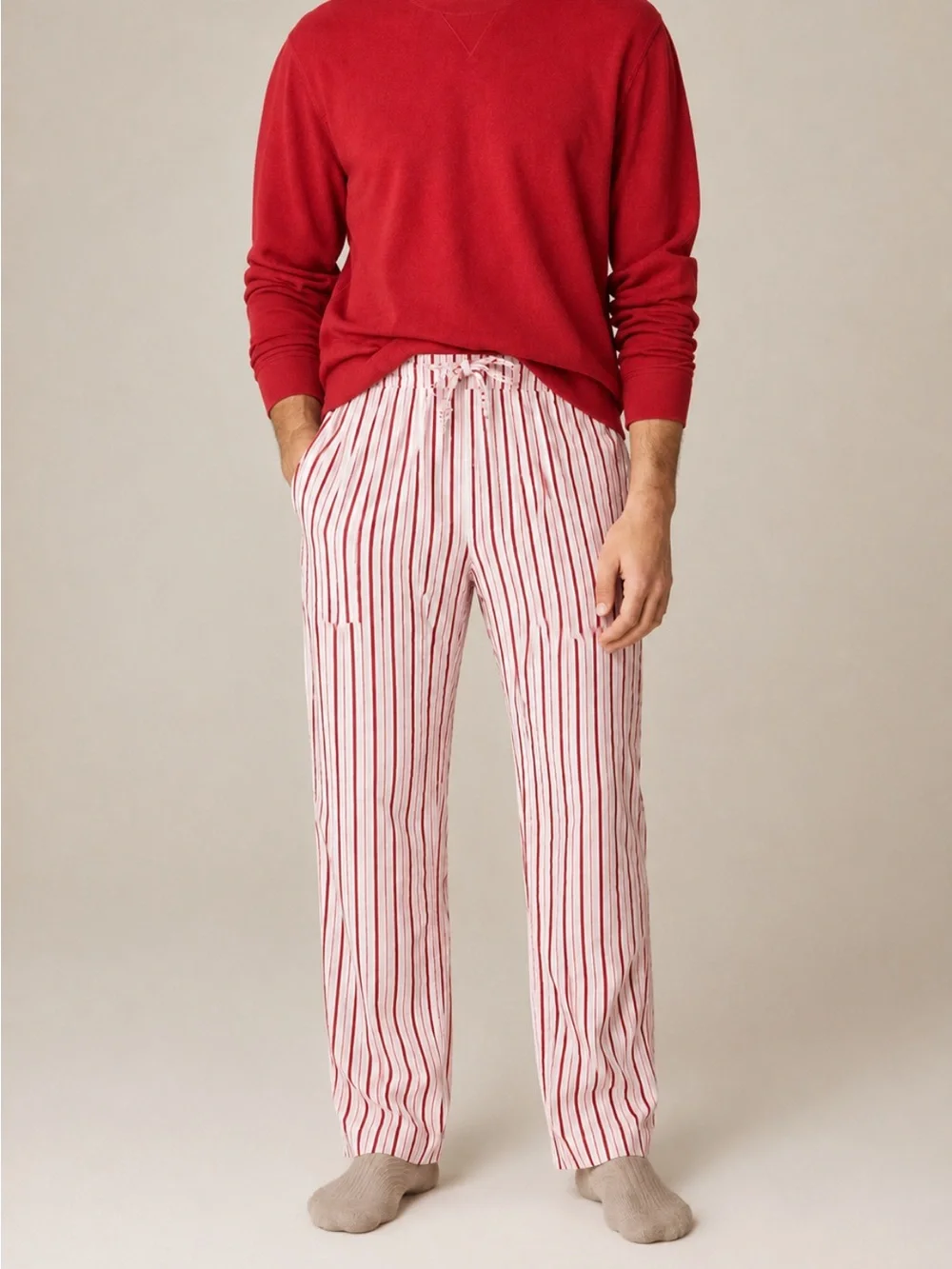 NWOT Men's J. Crew Mid-Rise Straight Bootcut Poplin Pajama Pants Lounge Red XL